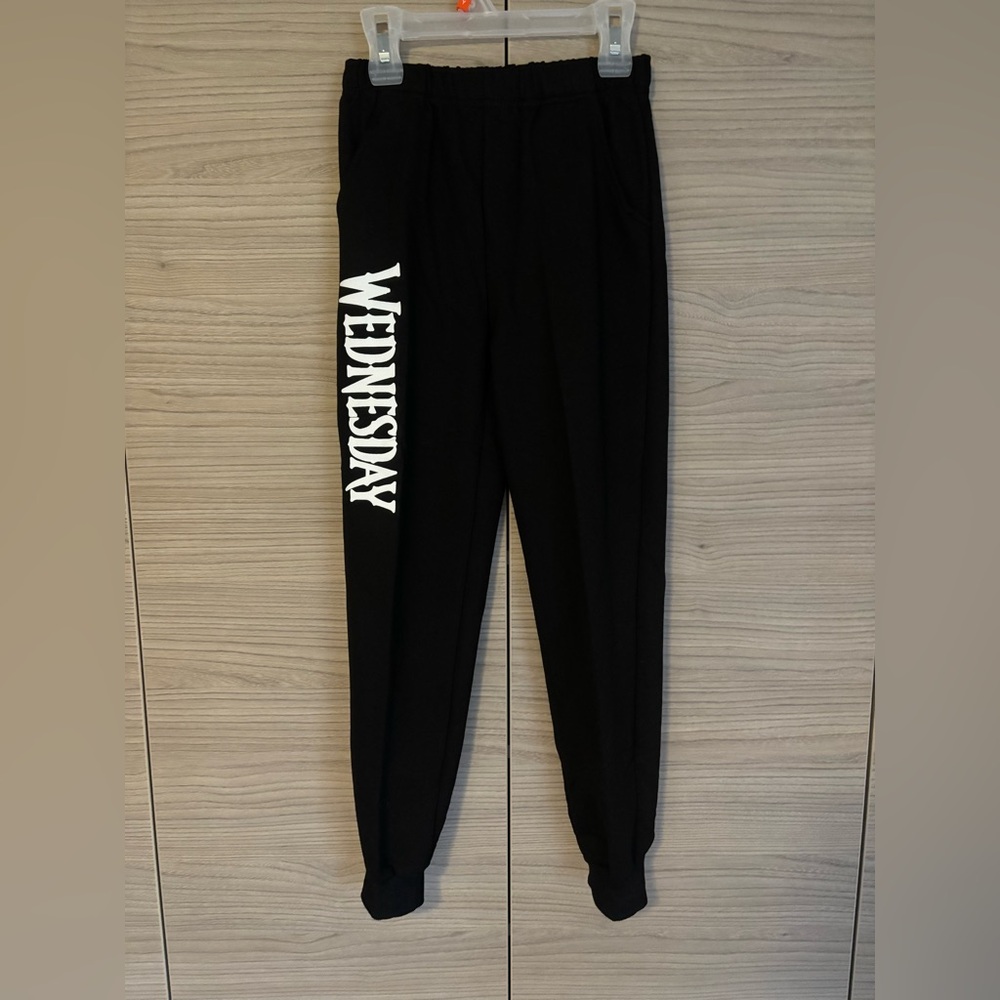 Black Joggers with 'Wednesday' Print